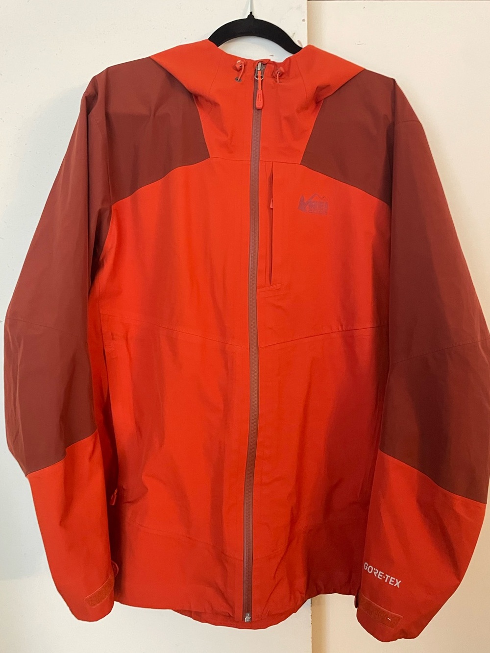 REI Two-Tone Red/Burgundy XeroDry GTX Men’s Rain Jacket